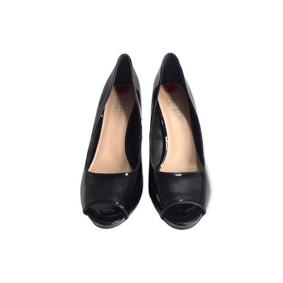 🆕Franco Sarto Black Open Toe Patent Leather High Heels - Picture 4 of 8